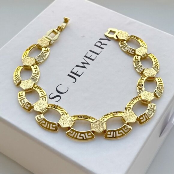 Greek Key Bracelet 14k Gold Plated Luxury Jewelery - Picture 6 of 10